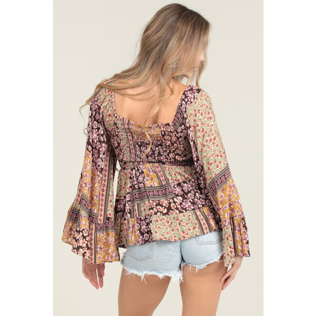 Angie Angie Lace Smocked Bodice Top (C2E10)