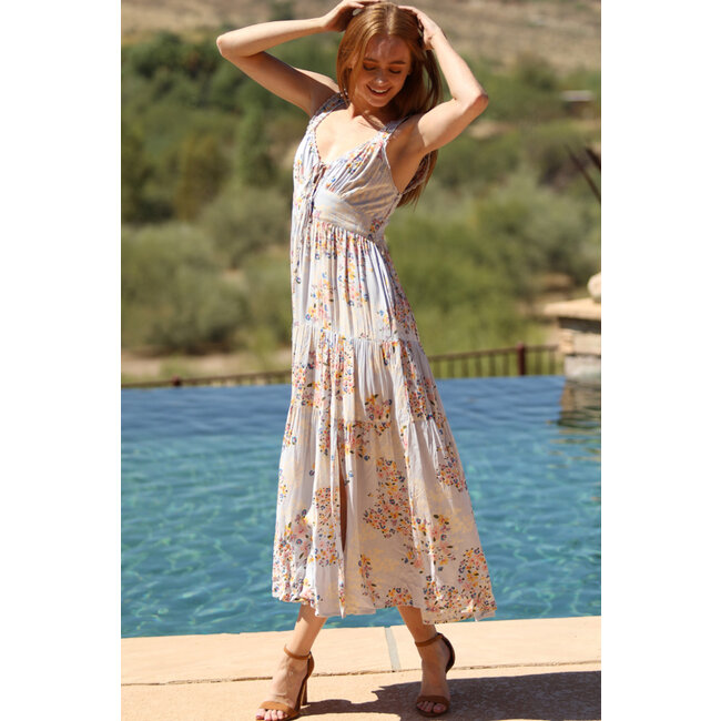 Angie Angie Wide Strap Maxi w/ Lace Trim (C4D59)