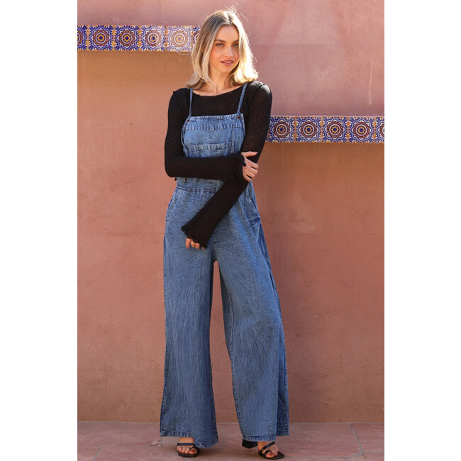 Angie Denim Flare Leg Jumpsuit (B5A51)