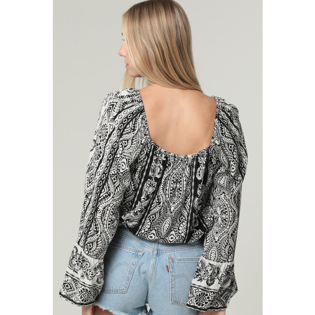 Angie Peasant Top with Crochet Trim (C2D49)