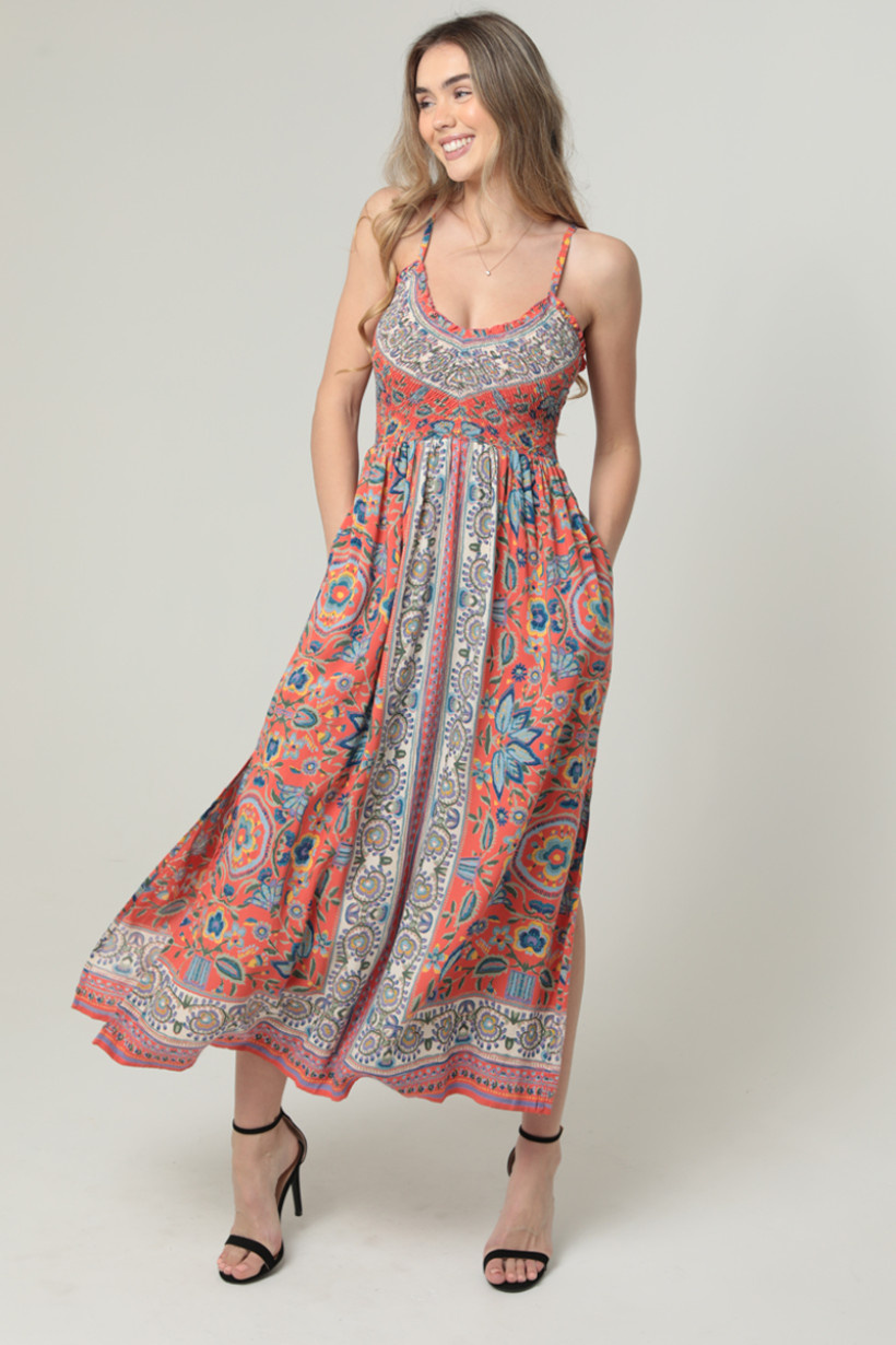 Angie Smock Top Maxi Dress (C4E79) - Creations Boutique