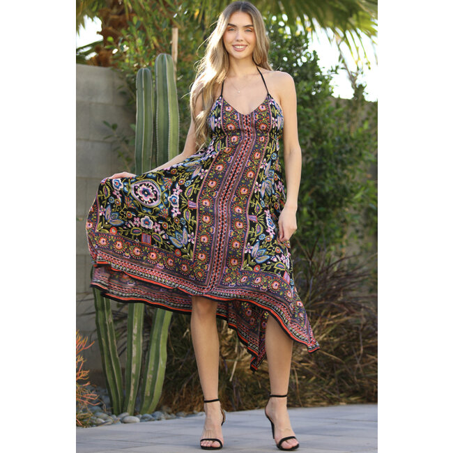 Angie Angie Halter Top Dress With Handkerchief Hem (C4F39)