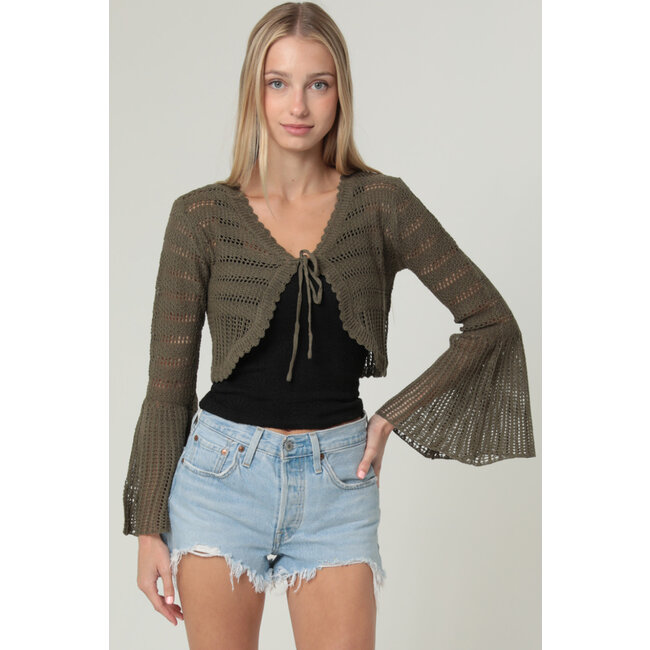 Angie Bell SlvTie Crop Cardi(XHQ87)