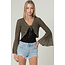 Angie Angie Bell Sleeve Front Tie Crop Cardigan (XHQ87)