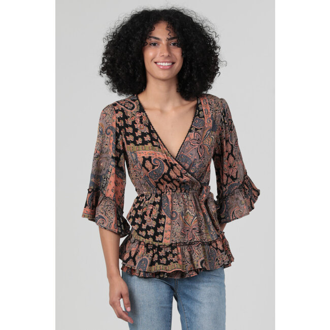 Angie Long Sleeve Wrap Top (C2D87)