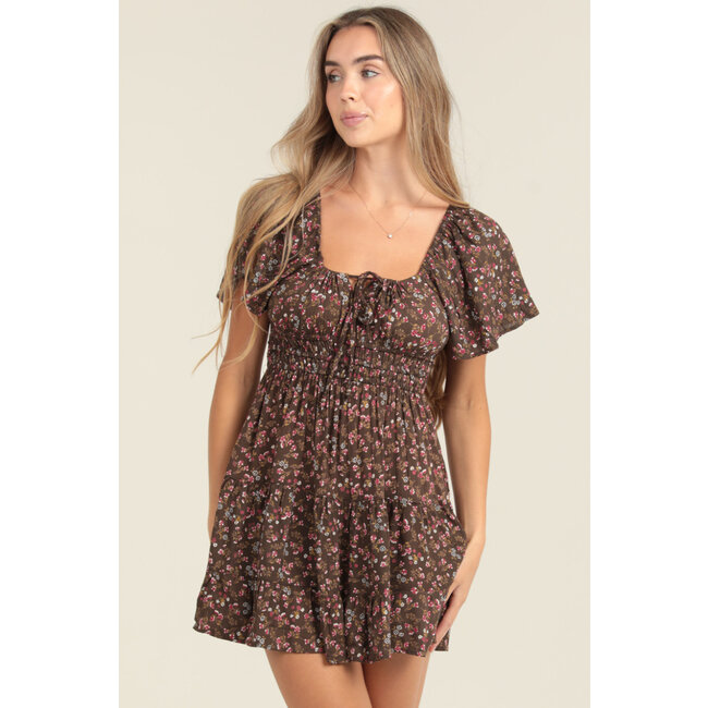 Angie Angie Square Neck Open Back Short Dress (C4F34)