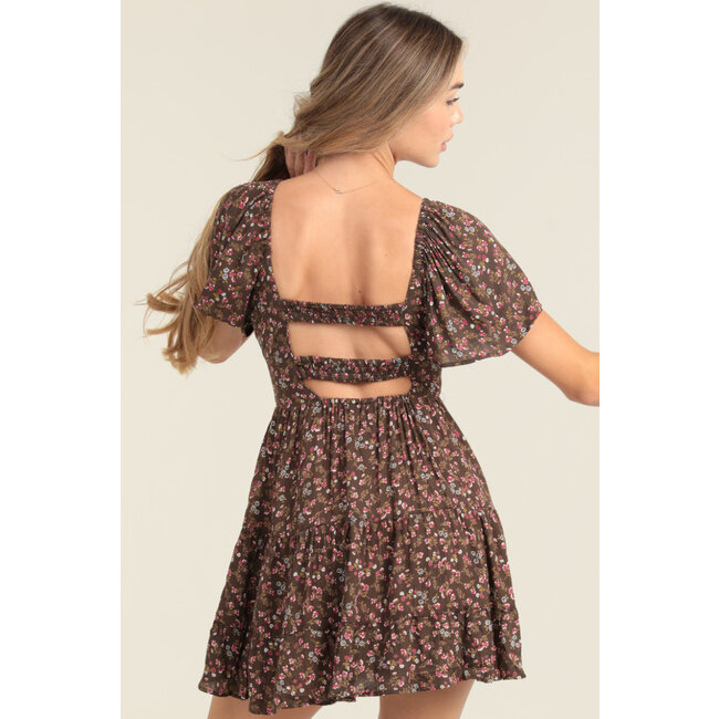 Angie Angie Square Neck Open Back Short Dress (C4F34)