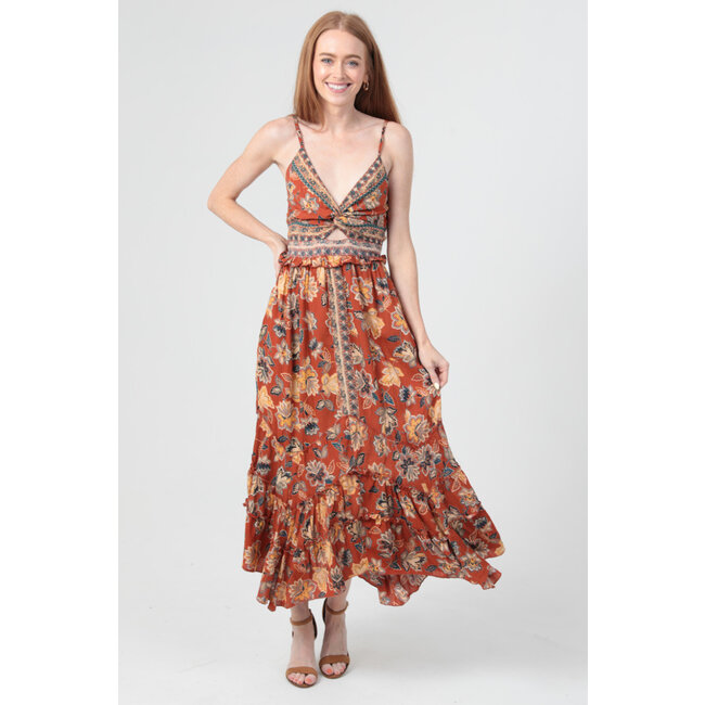 Angie Angie Tiered Scarf Cut Midi Keyhole (F4L24)