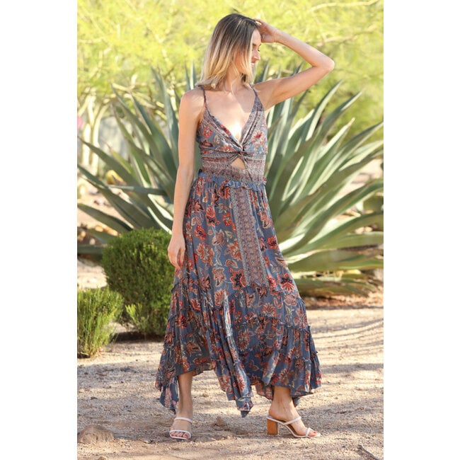 Angie Tiered Scarf Cut Midi Keyhole (F4L24)