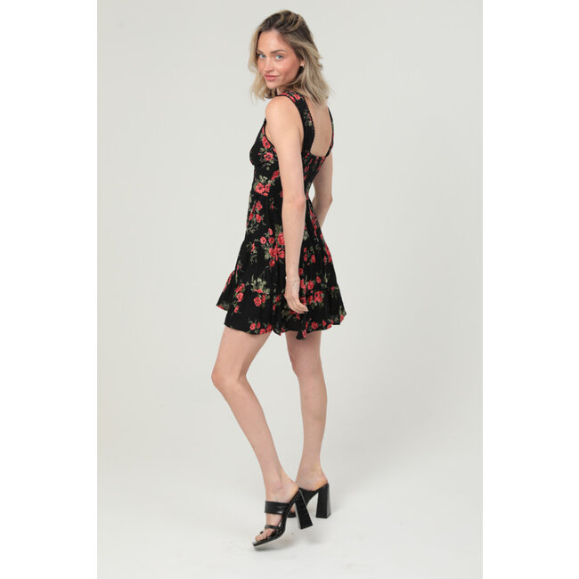 Angie Wide Strap Printed Dress With Tie Front (C4E86)