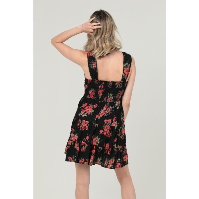 Angie Wide Strap Printed Dress With Tie Front (C4E86)