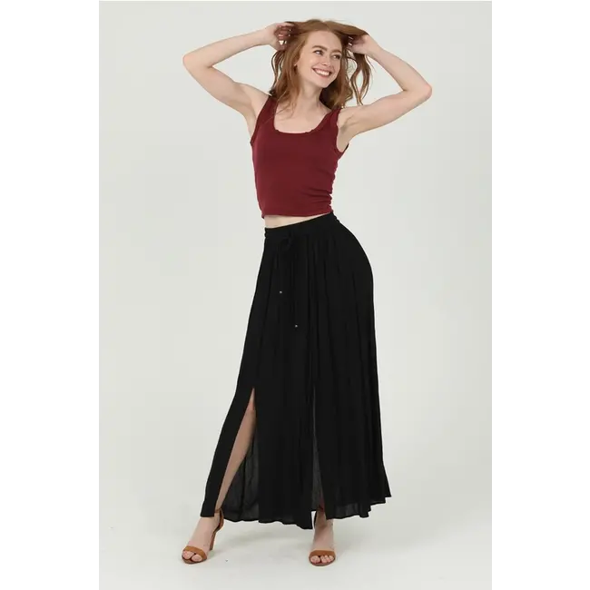 Angie Double Slit Maxi Skirt (B6A55)
