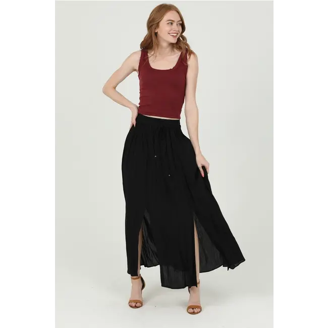 Angie Double Slit Maxi Skirt (B6A55)
