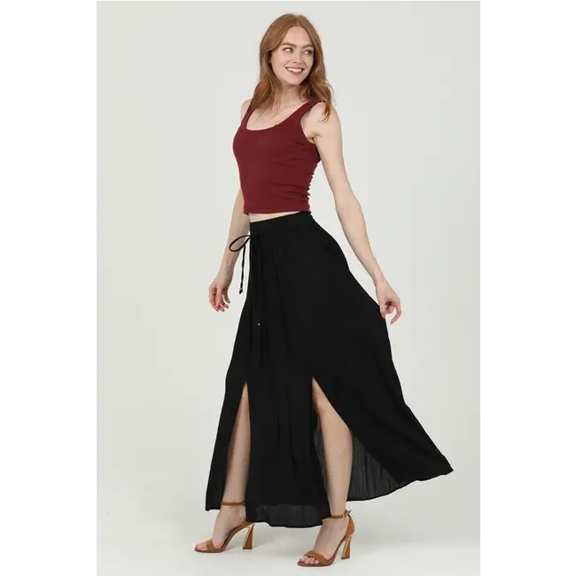 Angie Angie Double Slit Maxi Skirt (B6A55)