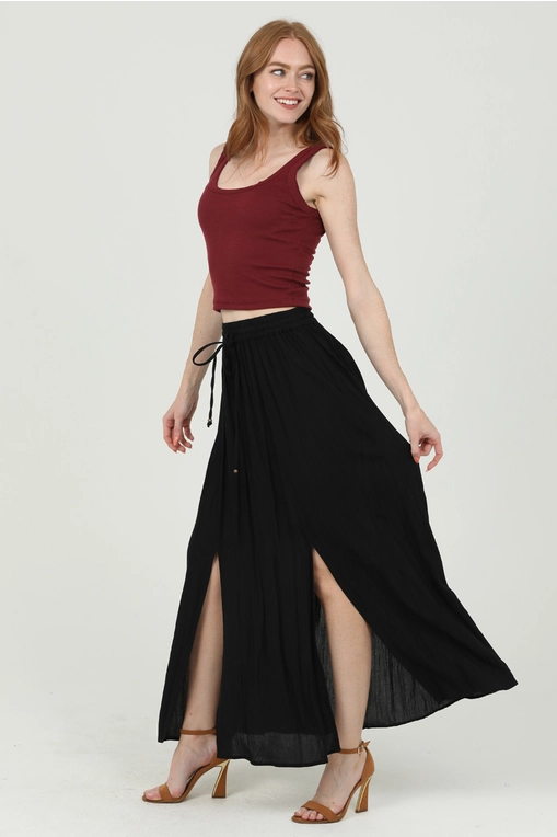 Angie Double Slit Maxi Skirt (B6A55) - Creations Boutique Angie Double Slit Maxi Skirt (B6A55) - Creations Boutique