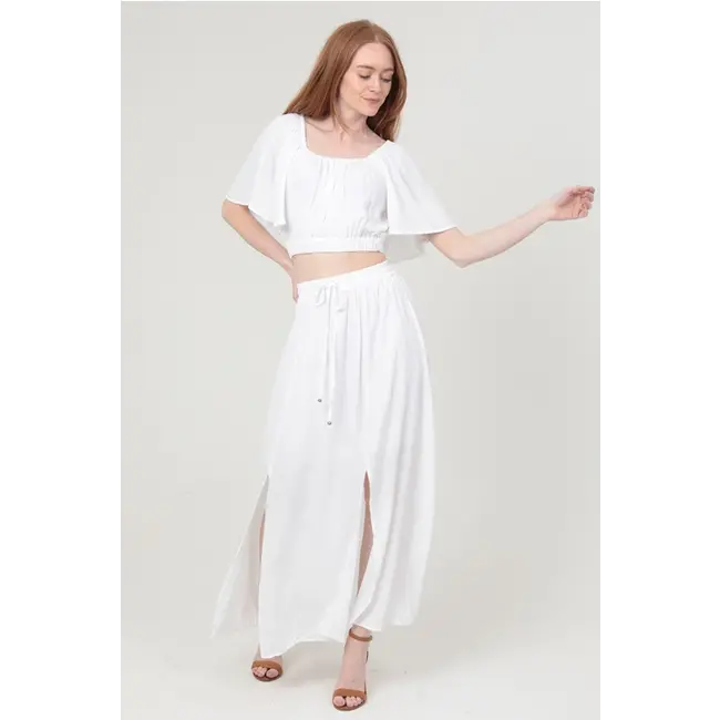Angie Double Slit Maxi Skirt (B6A55)