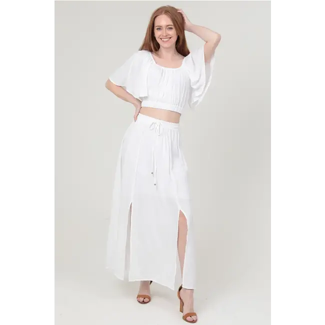 Angie Double Slit Maxi Skirt (B6A55)