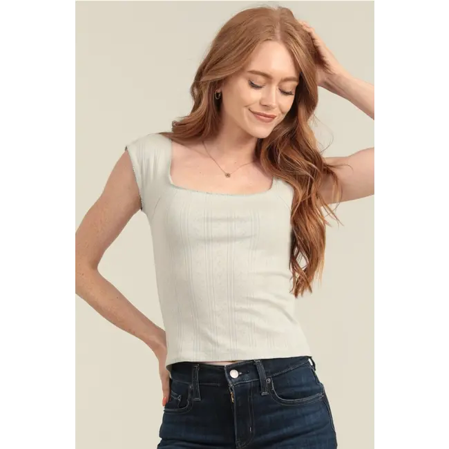 Angie Angie Cap Slv Pointelle Top (X2EB2) ASIS