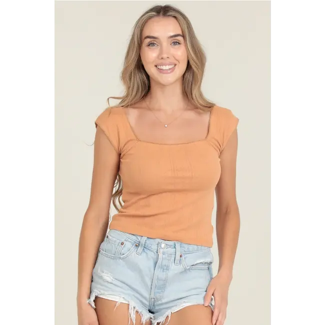 Angie Cap Slv Pointelle Top (X2EB2) ASIS