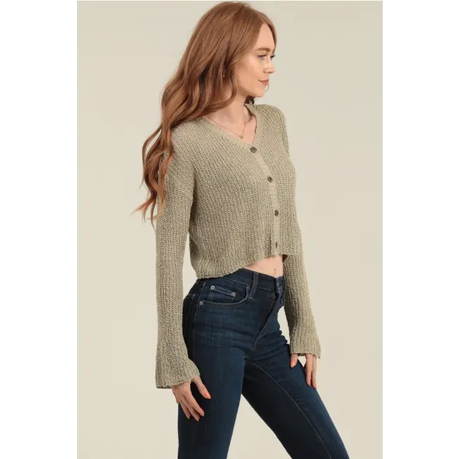 Angie Angie Cropped Button Front Cardigan (XHT52)