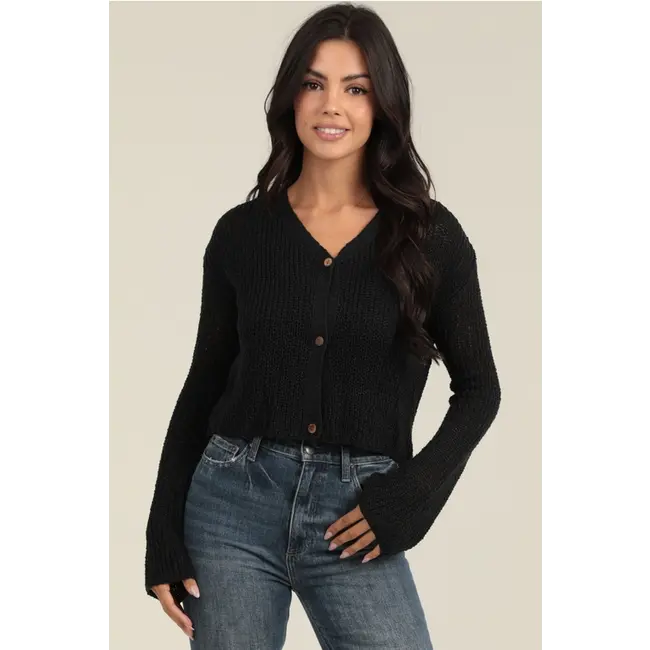 Angie Angie Cropped Button Front Cardigan (XHT52)