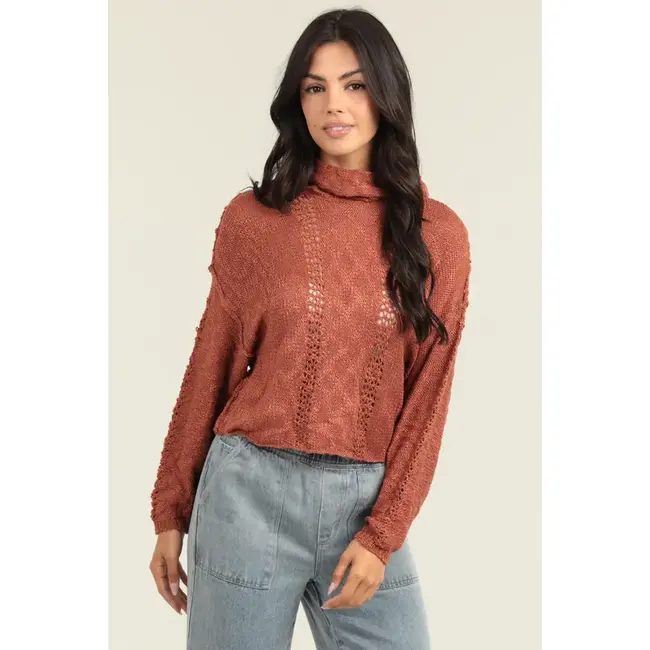 Angie Angie Long Sleeve Cowl Neck Sweater (XHT60)