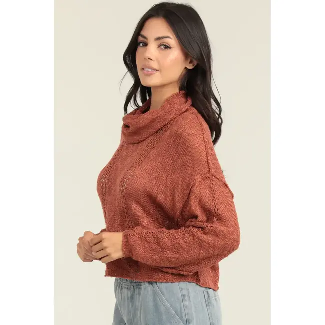 Angie Angie Long Sleeve Cowl Neck Sweater (XHT60)