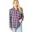 Angie Angie Plaid Flannel Fringe Hem (B2U78)