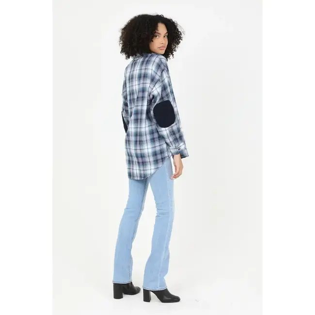 Angie Angie Elbow Patch Plaid Top (C2162)