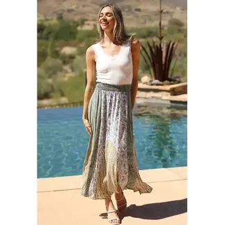 Angie Angie Maxi Skirt w Smocked Waistband (B6A91)