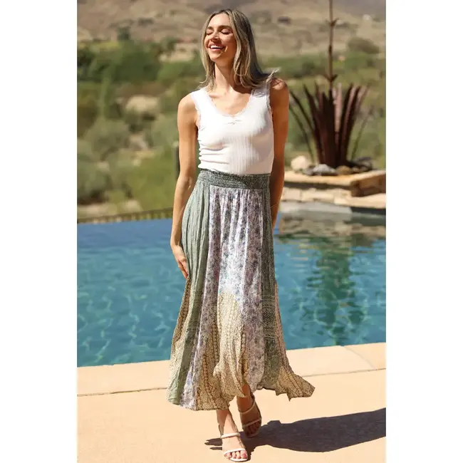 Angie Angie Maxi Skirt w Smocked Waistband (B6A91)