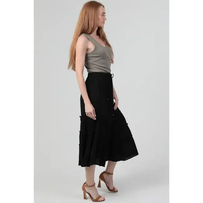 Angie Angie Tie Waist Ruffled Maxi Skirt (H6315)