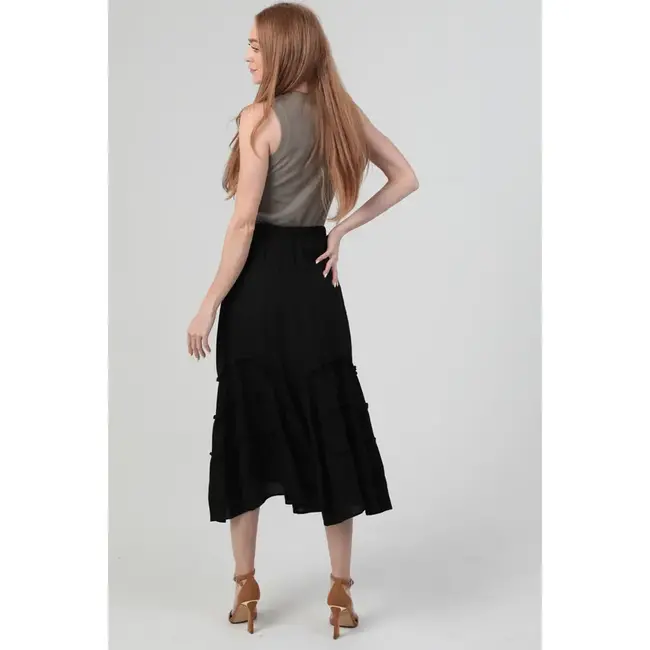 Angie Angie Tie Waist Ruffled Maxi Skirt (H6315)