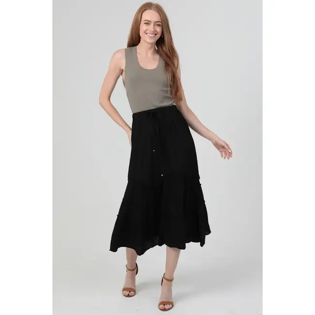 Angie Angie Tie Waist Ruffled Maxi Skirt (H6315)