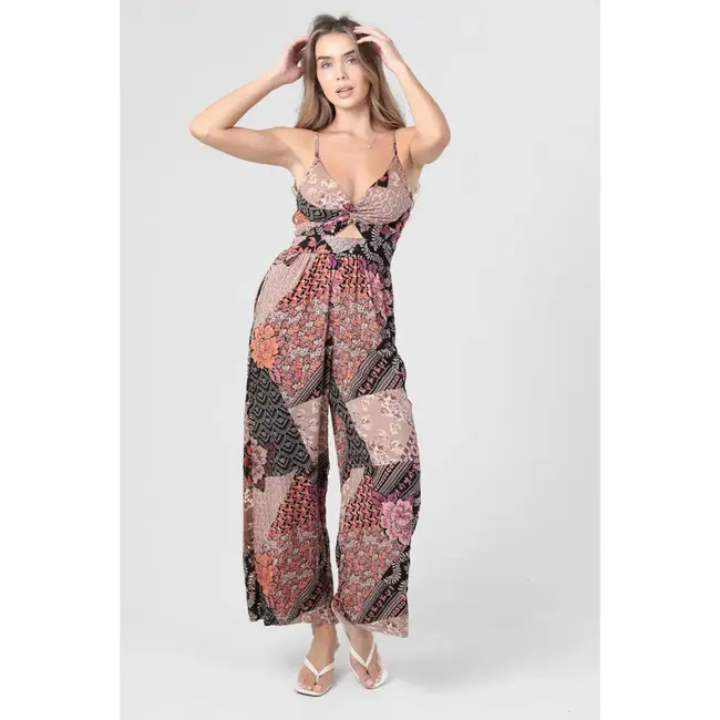 Angie Angie Twist Front Jumpsuit W/ Keyhole (B5A42)