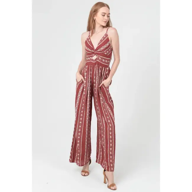 Angie Angie Twist Front Jumpsuit W/ Keyhole (B5A42)