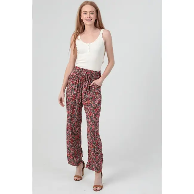 Angie Angie Smocked Waist Straight Leg W Pocket (B3737)