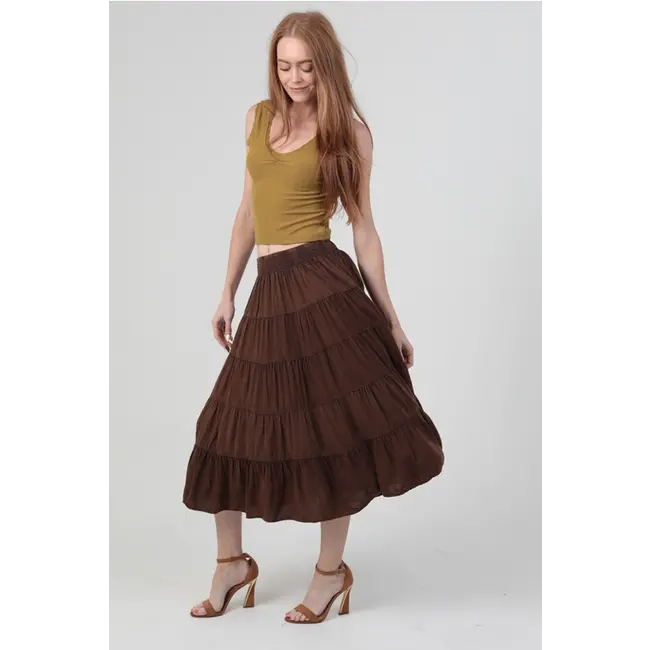 Angie Angie Smock Waist Midi Skirt (B6A73)