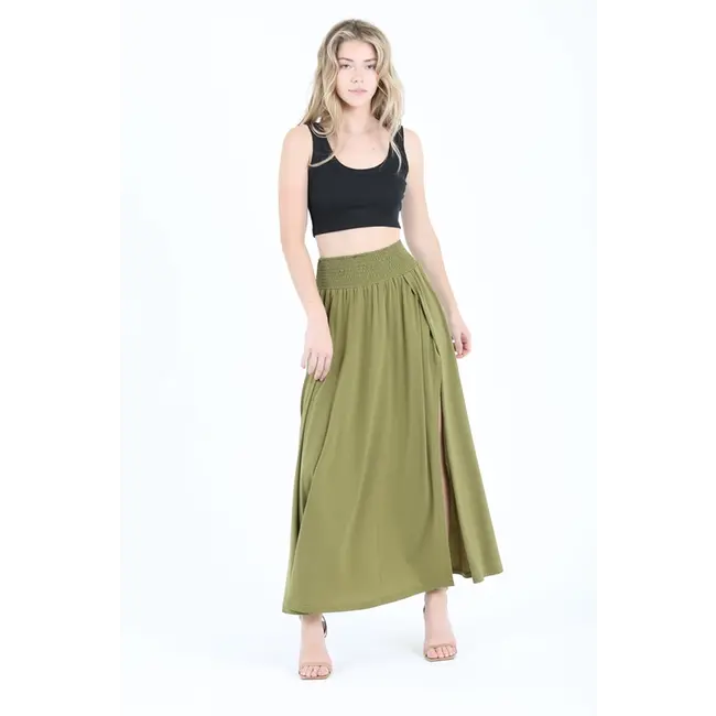 Angie Angie Smocked Waist Maxi Skirt (X6362)