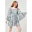 Angie Smocked Bodice Dress W Flutter Sleeves (C4468)