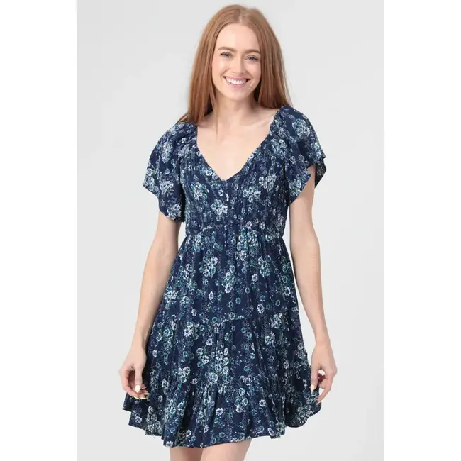 Angie Angie SS Floral Smocked Bodice Dress (C4937)