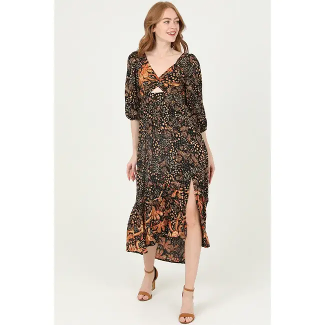 Angie Angie Twist Front LS Maxi Dress (C4A42)