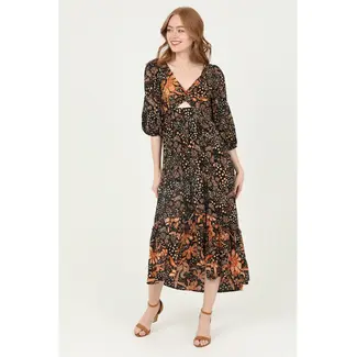 Angie Angie Twist Front LS Maxi Dress (C4A42)