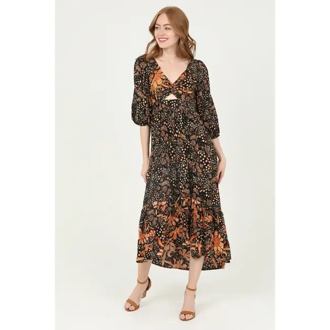Angie Angie Twist Front LS Maxi Dress (C4A42)