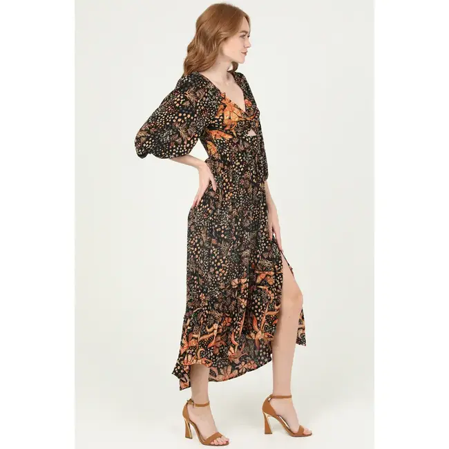 Angie Angie Twist Front LS Maxi Dress (C4A42)