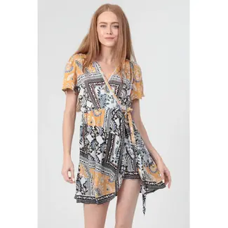 Angie Angie Wrap Dress w/ Lace Edging (C4F54)