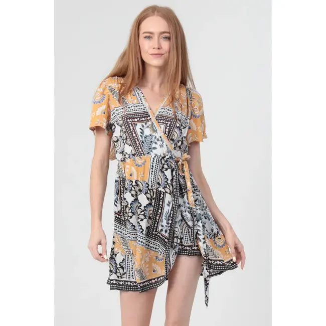Angie Angie Wrap Dress w/ Lace Edging (C4F54)