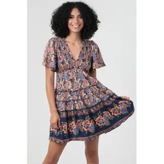 Angie Angie V Neck Flutter Sleeve Dress (C4G26)