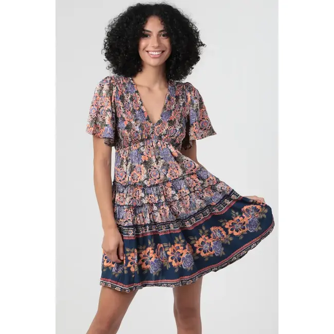 Angie Angie V Neck Flutter Sleeve Dress (C4G26)