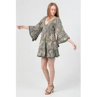 Angie Angie Dress with Crochet on Sleeve Hem and Dress Hem (C4H74)